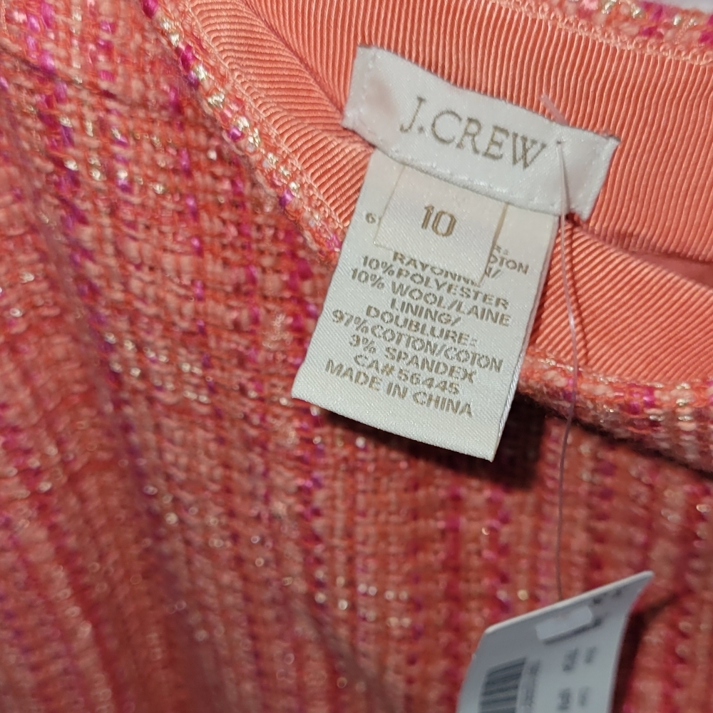 Tweed J. Crew Orange and Pink Pencil skirt size 10 - Picture 4 of 6